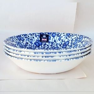 ❤️SET OF 4❤️🆕️Royal Wessex 9" IRONSTONE Floral CALICO BLUE Dinner Bowls